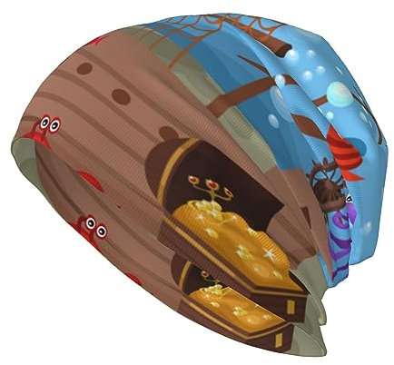 Strickmütze mit weihnachtlichem Ballaufdruck, warme Mütze, lässige Mütze, Hüte für Damen und Herren, Ocean Underwater Fis, One size