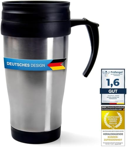 Dimono Coffee-2-go Gobelet thermique en acier inoxydable Gobelet isotherme Tasse à café anti-fuite Tasse réutilisable Mug 400ml