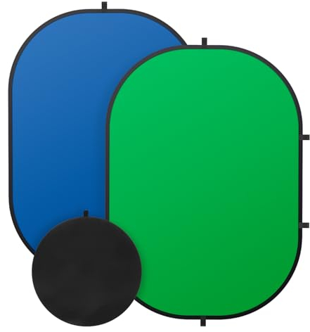 Toile de fond verte pour photographie, écran vert double face et écran bleu, toile de fond pliable et réversible 2 en 1 pour photographie, vidéos YouTube et diffusion en direct (1,5 x 2 m)