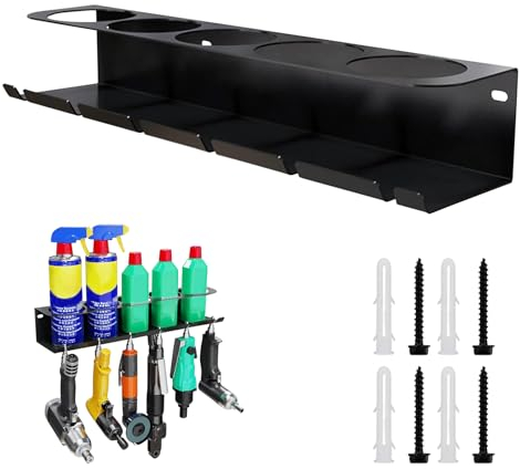 GHIBFBT Spray Bottle Holder, 5 Can Space Saving Wall Mounted Metal Spray Can Storage Rack, Stable Spray Bottle Organizer for Garage, Workshop (1, 6 Slot Type)