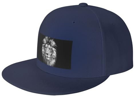 LAMAME Schöne Baseballkappe mit Löwen-Druck, verstellbare Trucker-Mütze, Kopfbedeckung für Erwachsene, marineblau, 5-7