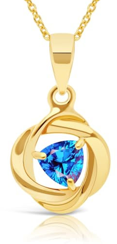 Planetys Damen-Halskette Gelbgold 375/1000 Schweizer Blautopas Naturschliff Trillion, Gold, Topas