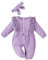 Generisch Strampler Neugeborene Baby Baumwolle und Leinen Spitze Overall Frühling Herbst Winter Jumpsuit Junge Mädchen Bodysuit Bodys Overall Trainingsanzug Kleinkind Kinderkleidung mit Stirnband Set