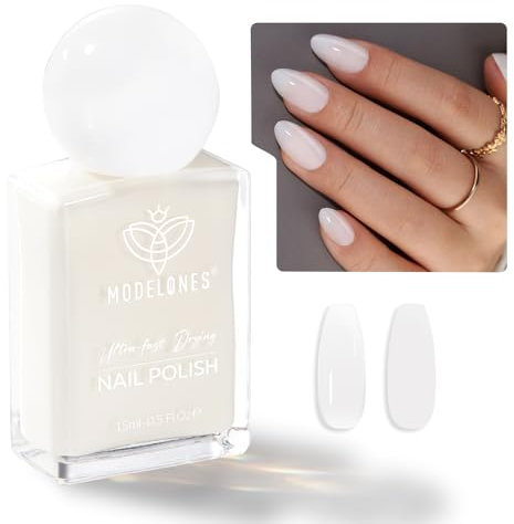 Modelones Nagellack Gelee-Weiß 15 ML, Schnelltrocknend Langanhaltend für DIY Salon, Maniküre Geschenk