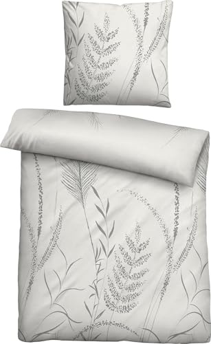 biberna Premium Melange-Flanell Bettwäsche 135x200 cm grau | Biber 2-teilig mit Kissenbezug 80x80 cm | 100% Baumwolle | wärmend & weich | Reißverschluss | Winterbettwäsche | Graeser | Modell 0840518