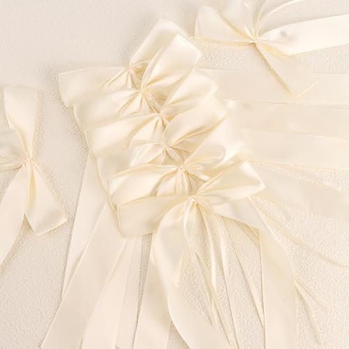 HO-SFSM 50 Stück Antennenschleifen Autoschleifen, Autoschleifen Hochzeit, Beige Handgemacht Satinband Deko für Hochzeitsdeko Auto Tisch Zimmer Party Dekoration