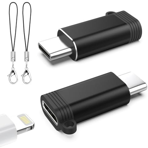 TiMOVO Adapter for Lightning Female to USB C Male Adapter,2 Pack USB-C to Lightning Adapter for iPhone 15/16 Pro Max Plus, iPad Pro/Air,Suppor Fast Charging/Data Transfer, Not for Audio/OTG, Black