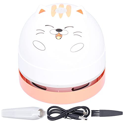 Gsycle Balayeuse de miettes, aspirateur de Bureau au Design Animal Mignon, Mini collecteur de poussière pour Enfants, Chargement USB sur Table (Chat)