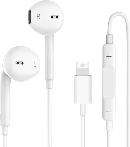 Wired Earphones for iPhone Earbuds with Lightning Connector Plug&Play Built-in Microphone & Remote Control Headsets Compatible with iPhone 14/13/12/11/XR/XS/X/8/SE/Pro/Pro Max Support All iOS System﻿