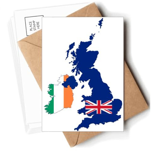 Postkarten mit britischer Landkarte, Irland-Flagge, Briefumschläge, blanko, Notizkarten, Versand