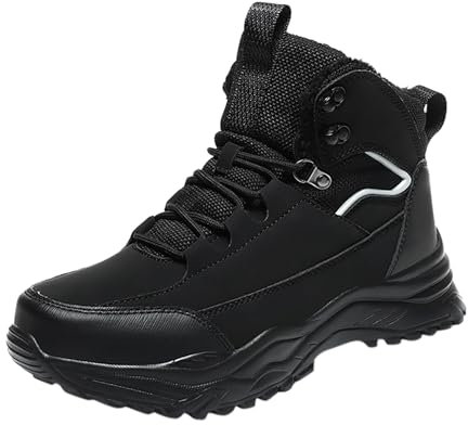 Scarpe da Neve Uomo Stivali da Lavoro Tattici Militari da Uomo Stivali da Combattimento da Moto in Pelle con Cerniera Laterale Stivali Uomo Scarponi Caccia Uomo Sneakers Platform Uomo Tela (Nero, 42)