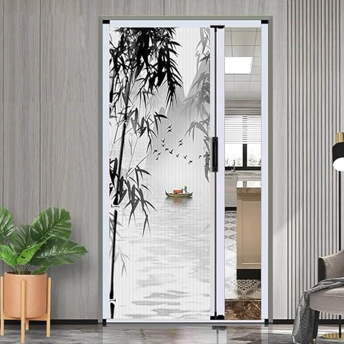 Puertas de acordeón Puertas Acordeón Interiores Sin Perforaciones - Puerta Corrediza Plegable Con Marco De Aluminio Y Tela Celular - Hogar/Oficina/Entrada Puerta Acordeón Plegable Opaca(Style A,150x20