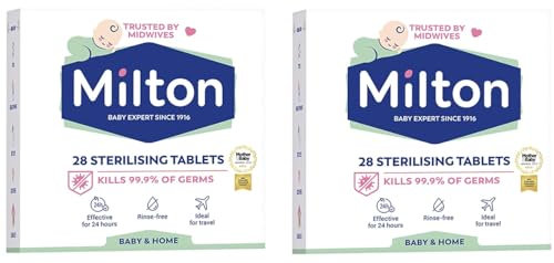 | Simpli Amara | 56 x Milton Sterilising Tablets - Milton Cold Water Steriliser Tablets - 24 Hr Effective Milton Tablets for Bottles & Feed Equipments - Rinse-Free Milton Steriliser Tablets