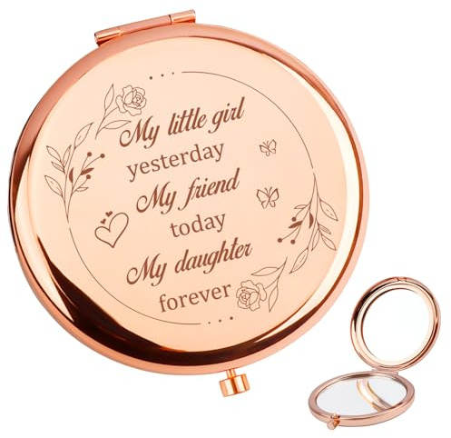 Aridantrp Daughter Gifts from Mum Inspirational Gifts for Daughter Rose Gold Compact Mirror My Daughter Forever
