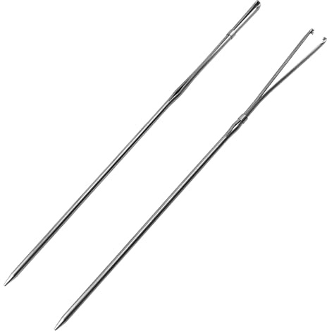 1Pcs Sewing Leather Shoe Lace Plus Needles Manual Lacing Threading Single Prong Steel Needle LeatherCraft Tool Handmade Leather Needles for Hand Stitching-Stainless Steel Lacing Needles