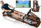 Rudergerät aus Holz mit Wasserwiderstand | 180kg max Tragkraft, Bluetooth 5.1 LED-Trainingscomputer | Klappbares Ganzkörpertraining für Zuhause | Kompatibel mit Fitness-Apps & Echtzeit-Datenanalyse