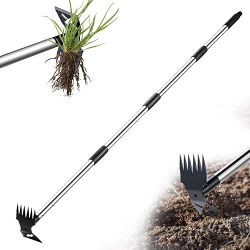 2 in 1 Handharke und Gartenhacke mit langem Stiel Garten Unkraut jäten Werkzeug