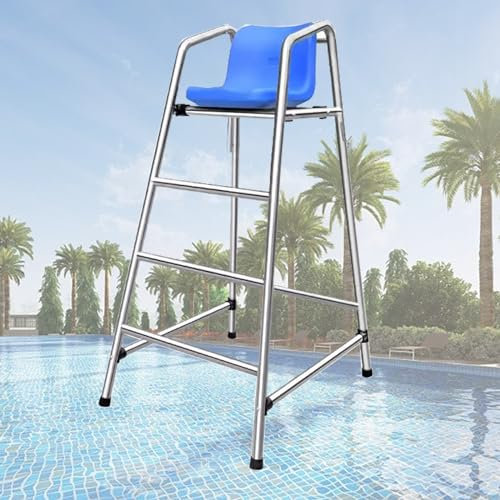 Hohe Rettungsschwimmerstühle, 1,10 m, 1,45 m und 1,80 m hohe Rettungsschwimmerstühle für Schwimmbäder – Rettungsschwimmerstühle am Pool mit Loch und Haken für Regenschirm – Rettungsschwimmer-/Lieges