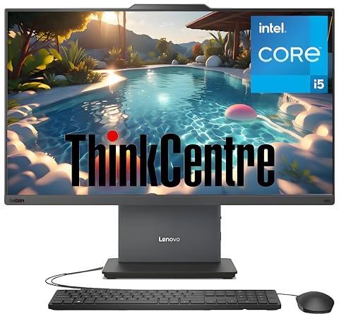 Lenovo ThinkCentre Computer All-in-one per la casa e l'azienda, display IPS FHD da 23,8, processore Intel Core i5-13420H, RAM DDR5 da 32 GB, SSD PCIe da 2 TB, Wi-Fi 6, webcam, USB-C, ingresso e