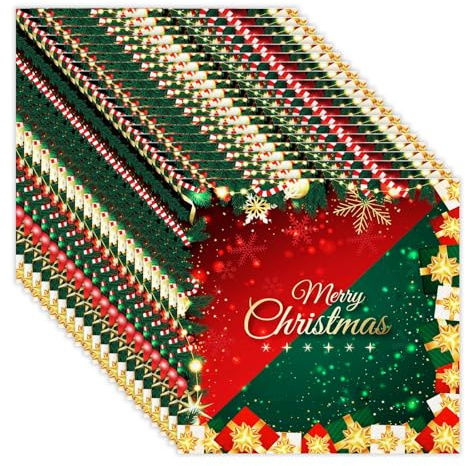 Servietten Weihnachten Deko,33 x 33cm Weihnachtsservietten Tischdeko | 20Stück Weihnachten Fröhliche Weihnachts Servietten Rot Grün für Weihnachten-Party Tischdeko Papierservietten