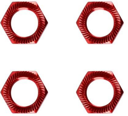Ausi 4Pcs 17mm Hex Hub Nut Aluminum Alloy Red for 1/8 RC Car Wheel Fastener