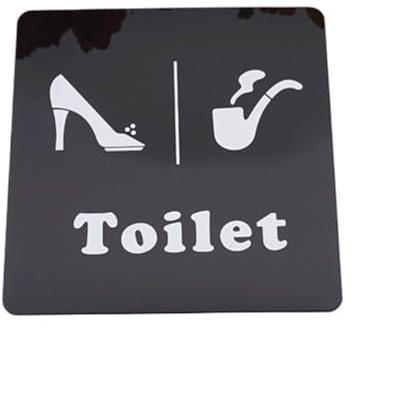 Plaque de Toilette Panneau de toilette en miroir, panneau d'indication WC for hommes et femmes, forme talons hauts, 3D, autocollants muraux, signalisation(Black)