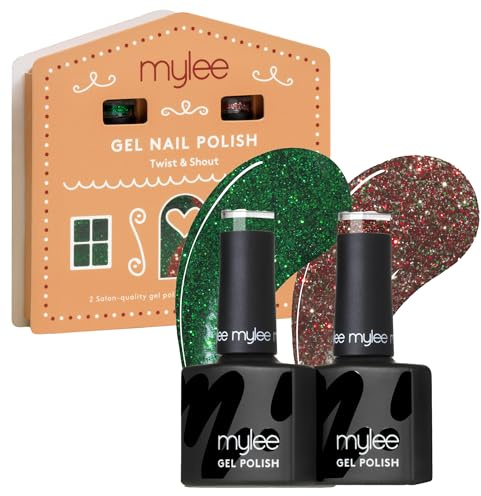 Mylee Gel Nail Polish Duo Set 2x8ml [Twist & Shout] - Bake Me Happy Collection - UV/LED Soak-Off Nail Art Manicure Pedicure for Professional, Salon & Home Use, Long Lasting [Christmas 2025]