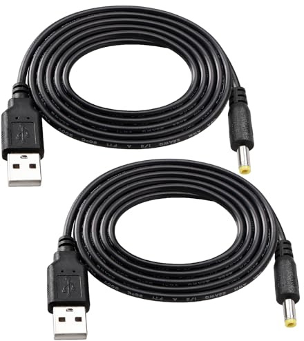 KUOQIY 2 Stücke 1m 22AWG USB zu 5V DC Kabel, USB auf 4.0x1.7 mm 5 Volt DC Hohlstecker Stromkabel, für LED-Lichtstreifen, Kleine Schreibtischlampen, Kleine Lüfter, Laptop-Kühlsockel, Schwarz