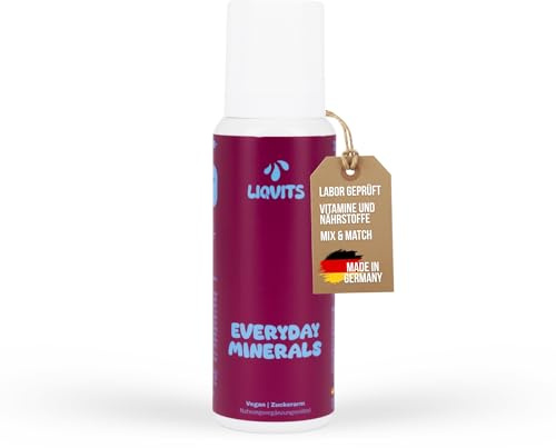 LiqVits Everyday Minerals (Eisen, Zink + 6 Spurenelemente) Supplement - 50 Tage, flüssig & schnell absorbierbar, hoch bioverfügbar - tägliche Basis - Ohne Zucker, Geschmacks-/Farbstoff (150 ml)