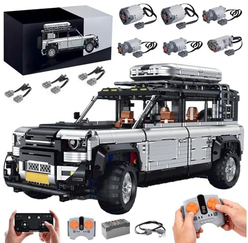 Technik Auto für Landrevor Defender 110, Mit Motoren Set, Modellauto-Bausatz im Maßstab 1:8, Klemmbausteine Rennauto Modellbausatz aus 4817+ Teile, Sammlerstück für Autofans (Original Verpackung)