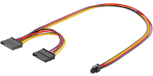 ELFJMZP Server Mini 4P to 2 x SATA Hard Drive Power Cable, Compatible with PowerEdge R720/R620/R820/R630/R730, Length 50 + 18cm/19.7+ 7.1 in, Supports SATA HDD/SSD/Optical Drive