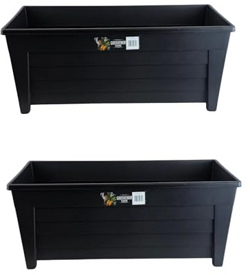 Easy Shopping® Black Large Grosvenor Trough 55cm Long Plant Pot Flower Planter Ideal for Home Office Balconies Gardens Greenhouses & Patios & Park (2)
