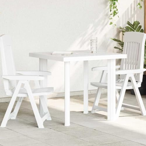 PHGTYUK Table de jardin blanche 80 x 75 x 72 cm en plastique avec trou pour parasol pour jardin, terrasse, camping