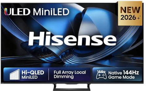 Hisense 50U7DSE Fernseher 50 Zoll, 4K UHD, Hi-QLED Mini LED, Smart TV, 144Hz, Hi-View AI Engine, IMAX Enhanced, AI Lichtsensor, Dolby Vision.Atmos, Tuned by DeVialet, FreeSync Premium Pro [2026]