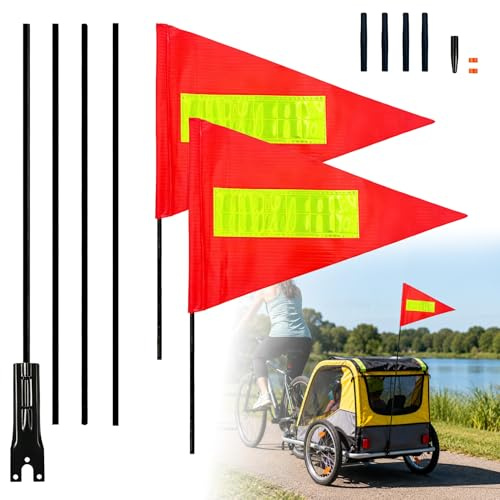 GothicBride 2pcs Fahrrad Wimpel 160cm Höhenverstellbar | Warnschild Sicherheitsfahne für Kinder Erwachsene, Fahrradanhänger Stabile & Reißfeste Fahrradfahne