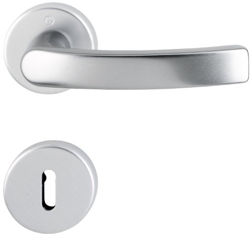 HOPPE Türgriff (Rosette) Luxembourg, Aluminium stahl für innen, Türgriff-Garnitur, Profilzylinder