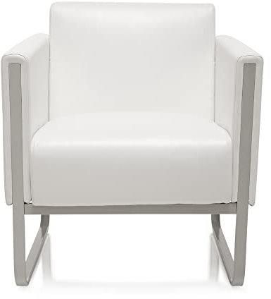 hjh OFFICE Lounge-Sofa 1-Sitzer Aruba Kunstleder Polstersofa Couch modern mit Metallgestell, 78 x 67 x 71 cm, Weiß