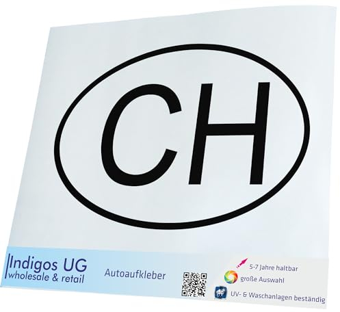 INDIGOS UG Auto Aufkleber Auto - 110x70 mm - Schweiz CH - schwarz - Selbstklebender Sticker für Auto, Fenster, Bus oder LKW - UV-beständig & wetterfest
