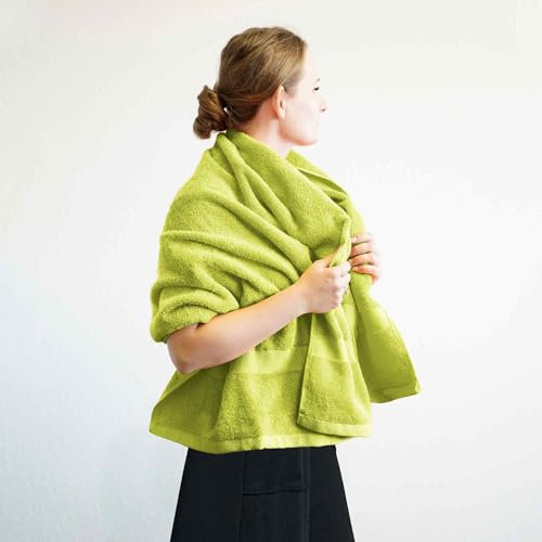 etérea Carli Frottee Handtücher Set - 100% Baumwolle - Oekotex 500 GSM - Bath Towel Frottiertücher - Badetuch, Duschtuch 70x140 cm- Lime
