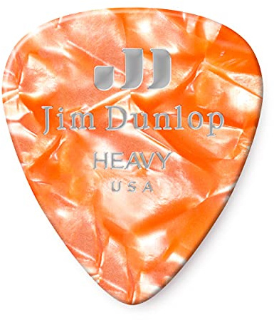 Jim Dunlop Celluloid Orange Pearloid Pick Heavy - 12 Pack