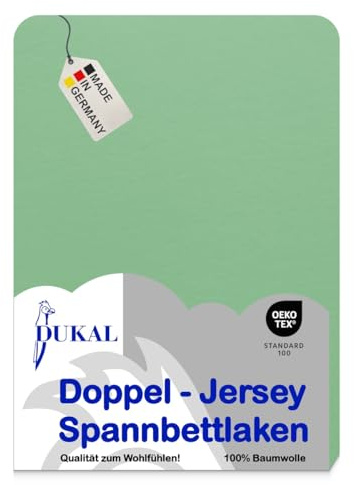 Dukal | Topper Spannbettlaken | max. Höhe 10 cm | 90x200 – 100x200 cm | aus hochwertigem DOPPEL-Jersey | 100% Baumwolle | Farbe: lindgrün