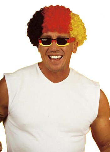 250061 Deutschland Fan Locken PERÜCKE SCHWARZ-ROT-Gold, Fussball Fan