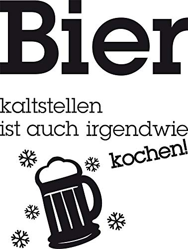 GRAZDesign Kühlschrank Aufkleber Bier kaltstellen ist auch kochen Wandtattoo Küche Sprüche lustig Kühlschrankaufkleber - 53x40cm / 070 schwarz