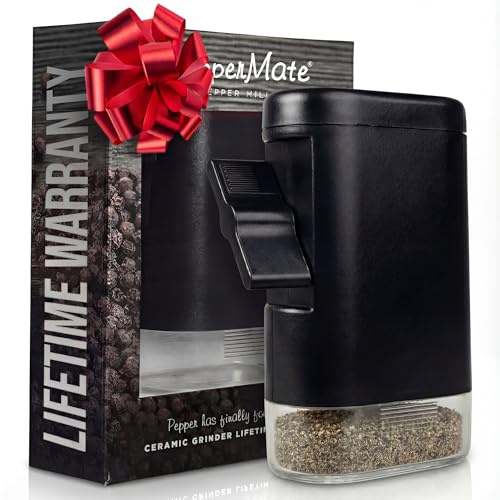 Black Pepper Mill and Pepper Grinder - Adjustable Manual Ceramic, Crank