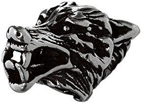 NKlaus Haarschmuck Bartperle VARGAR Wolfskopf 925 Sterlingsilber Silber Lockenperle 6448