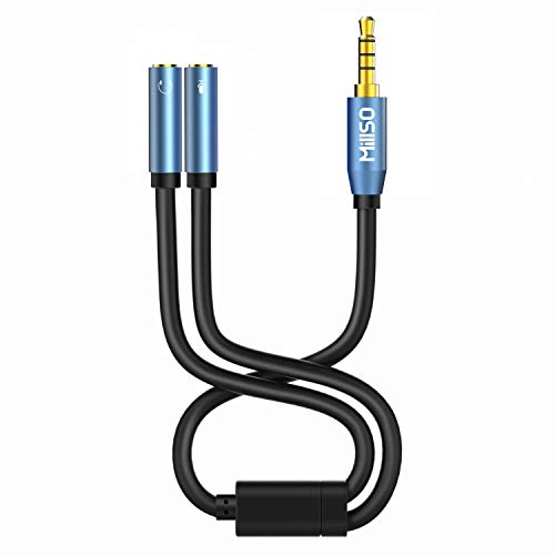 MillSO Combo Audio Adapter - 3.5mm Y Splitter für PC Gaming Kophörer (2x3 Pole Buchse auf 1x4 Pole Stecker) Klinke Headset Adapter für Xbox One, PS4, Smartphones und Laptop