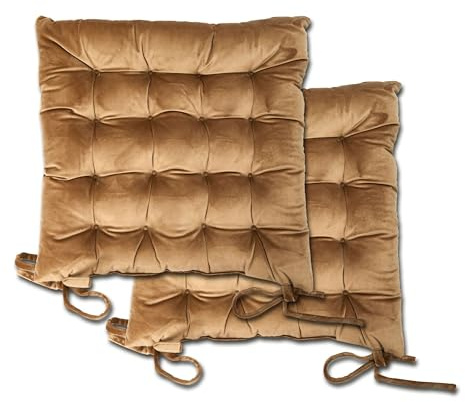Emma Barclay Velvet Holland Luxury Seat Pad in Taupe - 16x16 (40x40cm)