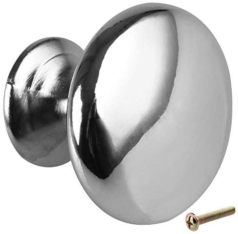 ASelected 20Pcs Cabinet Knob 30MM Polished Chrome Kitchen Cupboard Door Knobs - Silver Round Mushroom Door Handles for Cabinet Wardrobe Drawer Cupboards Bedroom Bathroom Furniture