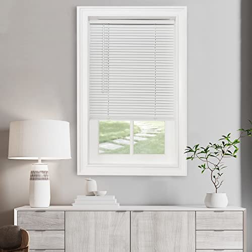 Cordless Light Filtering Mini Blind - 18 Inch Width, 42 Inch Length, 1 Slat Size - Pearl White - Cordless GII Morningstar Horizontal Windows Blinds for Interior by Achim Home Decor
