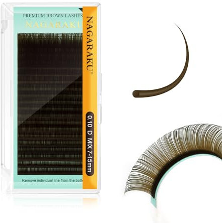 NAGARAKU Pestañas Pelo a Pelo Marrones Claro Individuales Volumen Lashes Clásico 1:1 Extensiones de Pestañas Natural Blando Suave Single Eyelash Extension Pestañas Postizas 20 Filas(0.10mm D 7-15mm)